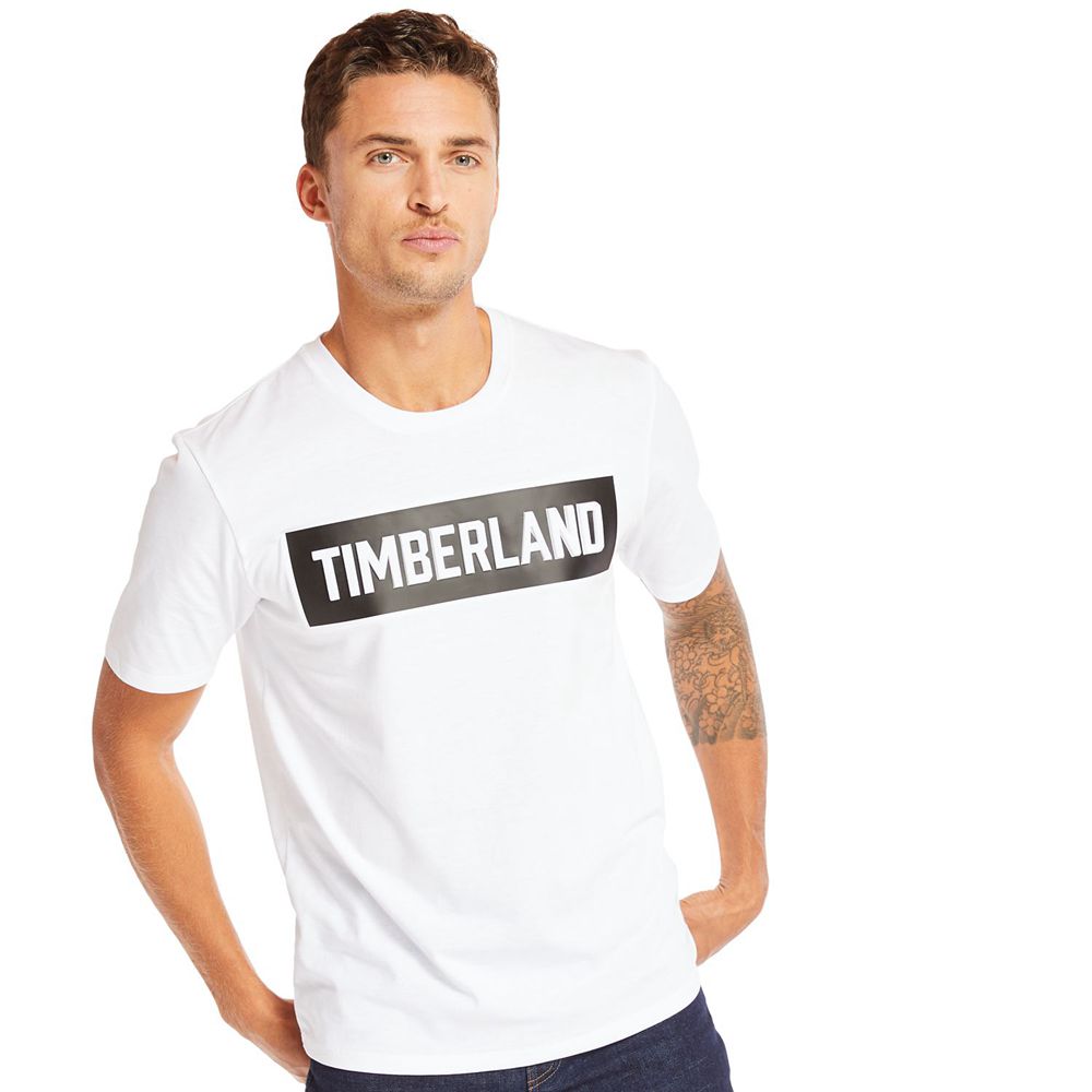 Camisetas Timberland Hombre Mink Brook 3D Embossed Blancas - Chile VLW-478309